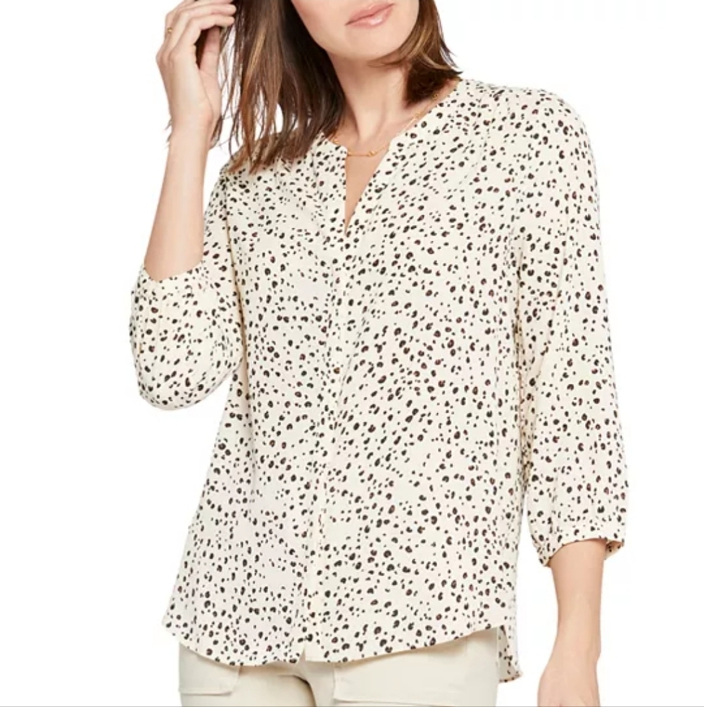 NYDJ‎ Not Your Daughter's Jeans Animal Print Blouse Neutral Size XL
